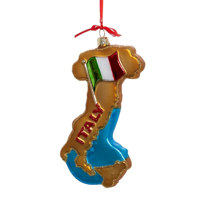 Italy Map Glass Ornament