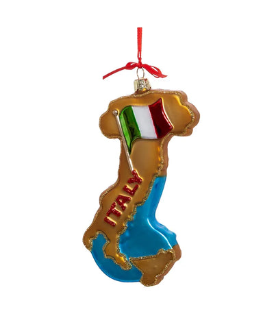 Italy Map Glass Ornament