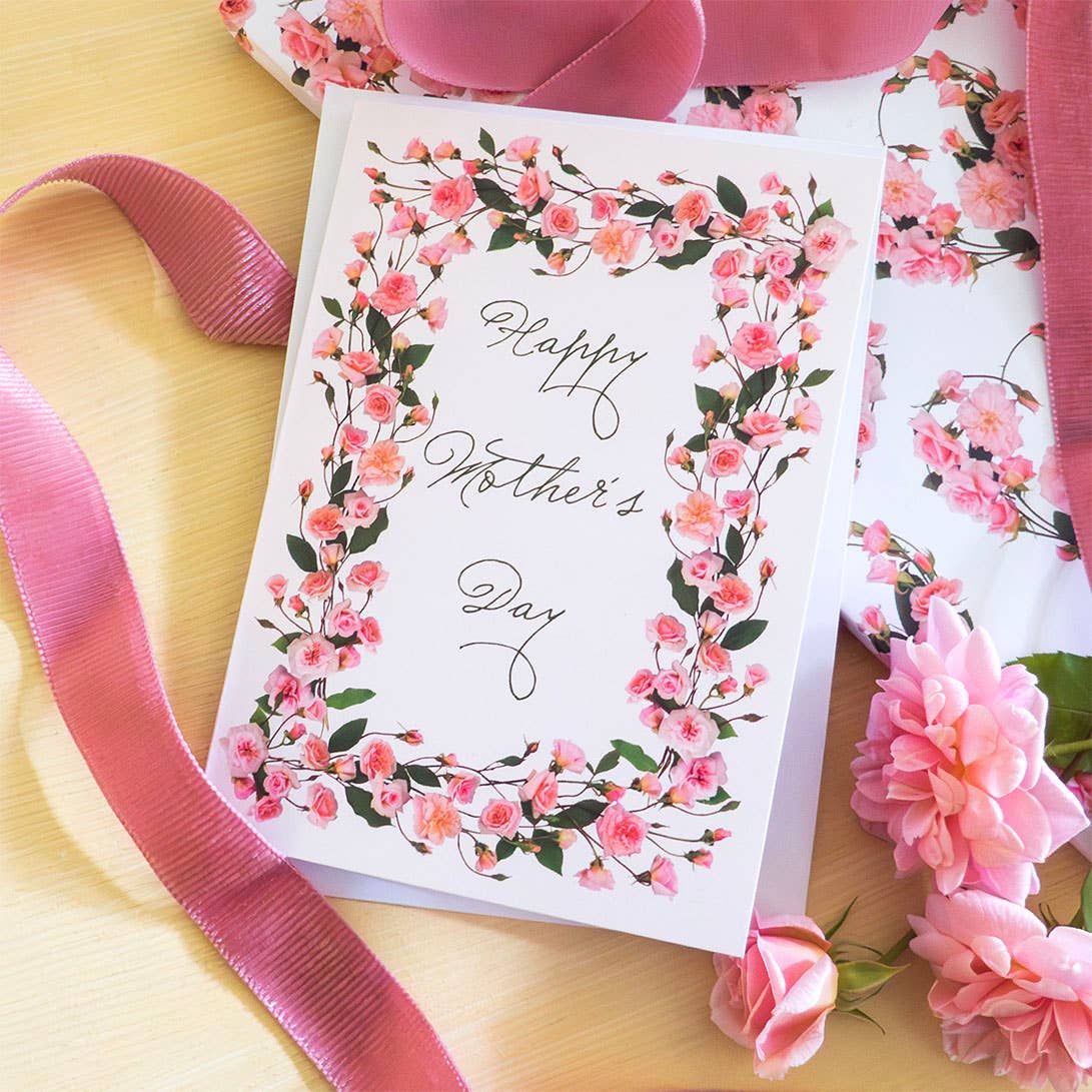 petal & pins - Mother's Day Pink Roses - Floral Greeting Card