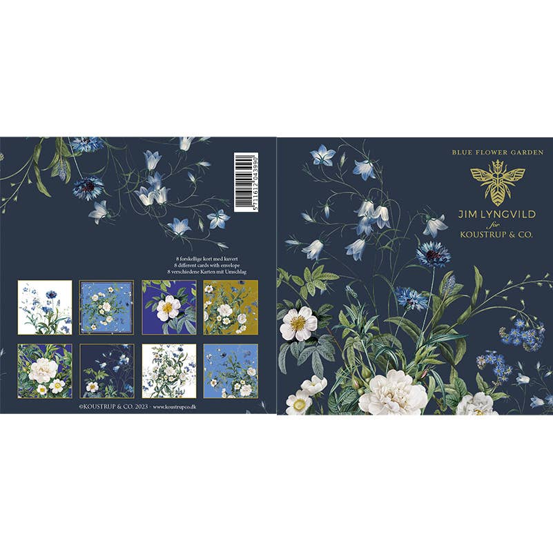 Blue Flower Garden Square Note Cards