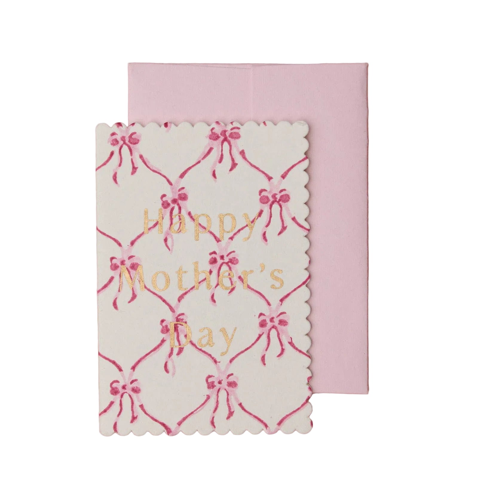 Hand Block Printed Greeting Card - Mother's Day Pink Bows