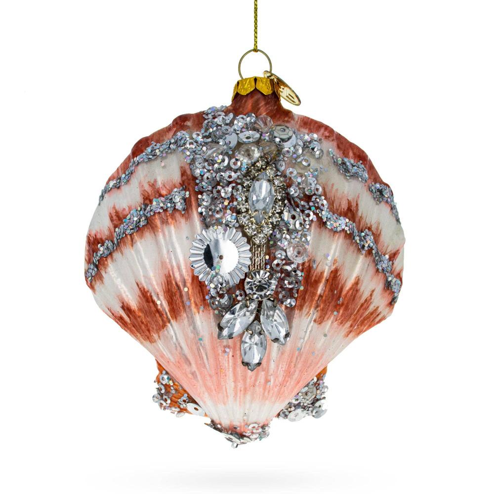 Sparkling Seashell Glass Christmas Ornament | Putti Christmas Decorations