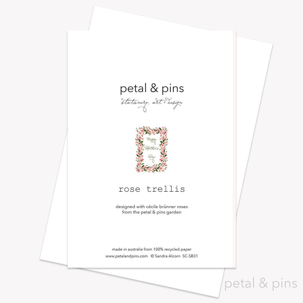 petal & pins - Mother's Day Pink Roses - Floral Greeting Card