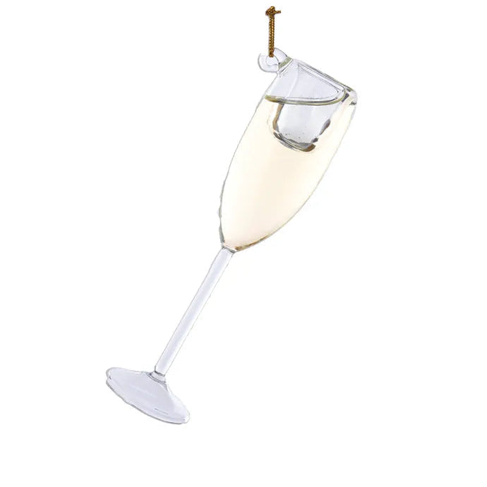 Kurt Adler Blown Glass Champagne Flute | Putti Christmas Decorations