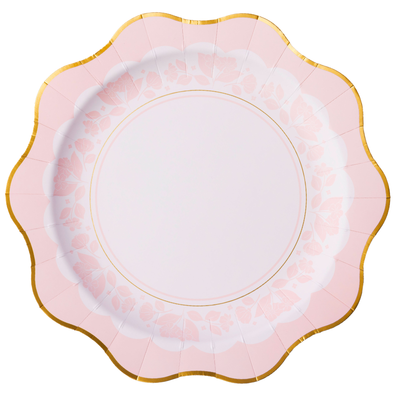 Pink Floral Ppaer Dinner Plates