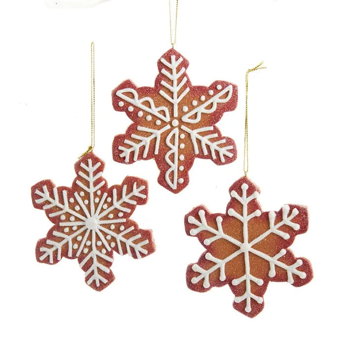 Kurt Adler Gingerbread Snowflake Cookie Ornaments | Putti Christmas