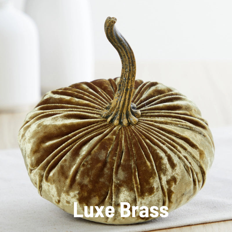 Small Velvet Pumpkin - Luxe Brass