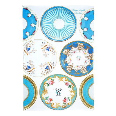 Antique Turquoise English Porcelain Tea Towel