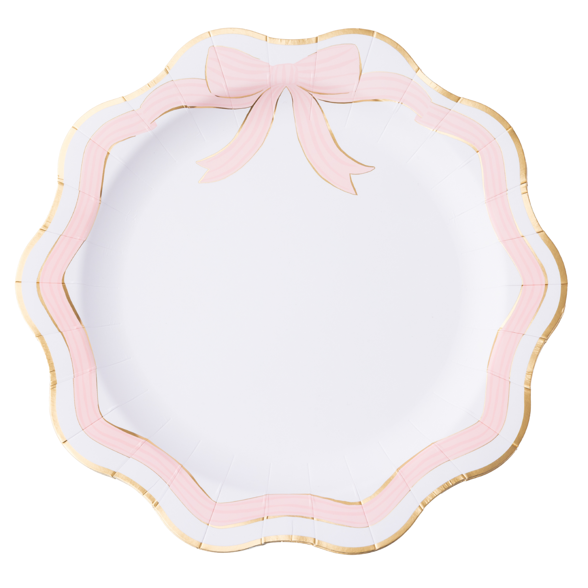 Bonjour Fête Elegant Pink & Gold Bow Paper Dinner Plates