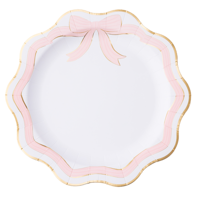 Bonjour Fête Elegant Pink & Gold Bow Paper Dinner Plates