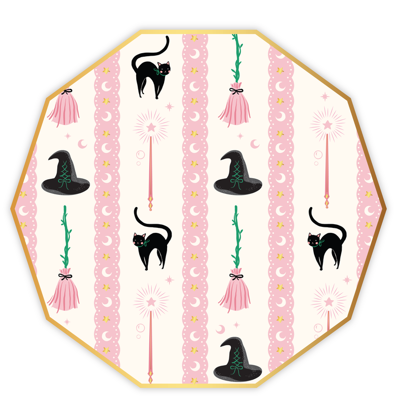Witch Hat & Broom Large Paper Plates