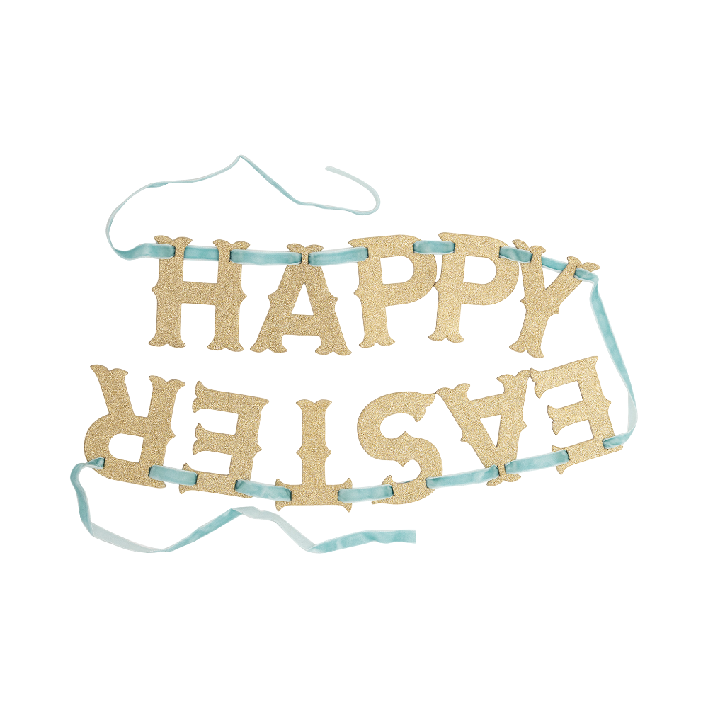 Vintage Happy Easter Glitter Banner