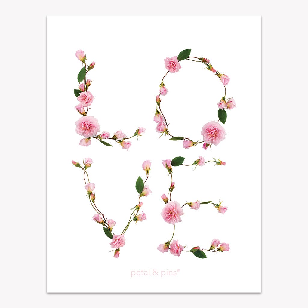 Love Floral Design Linen Tea Towel | Putti Fine Furnishings