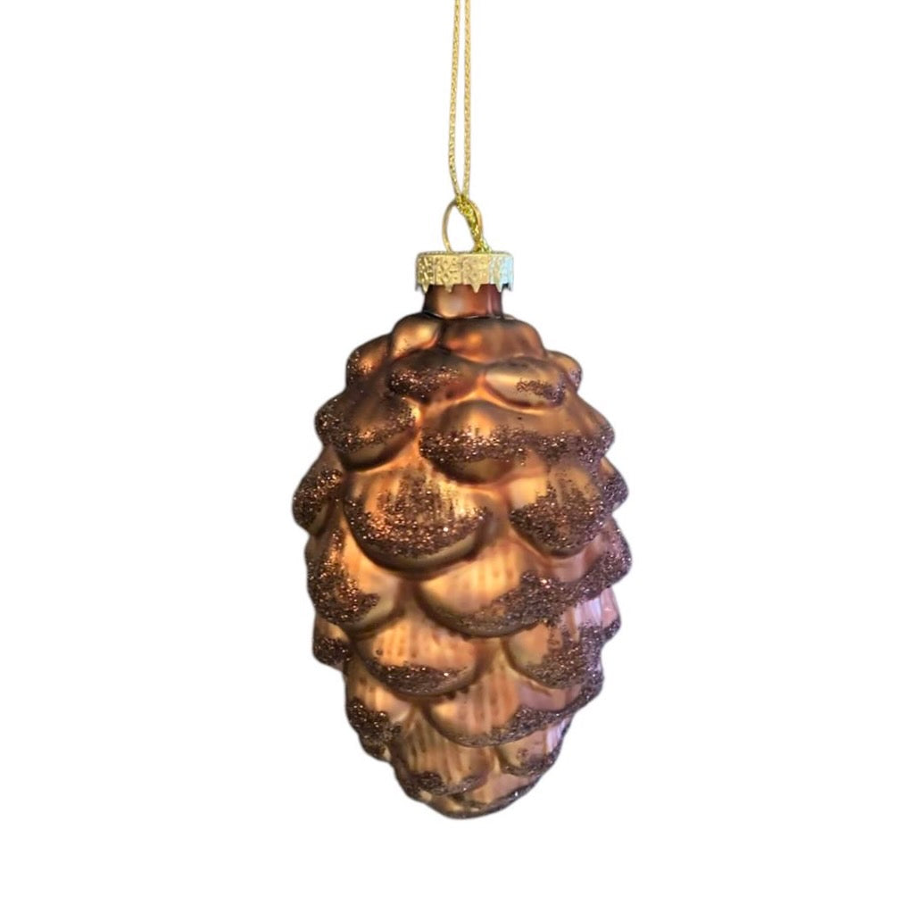 Brown Pinecone Glass Ornament
