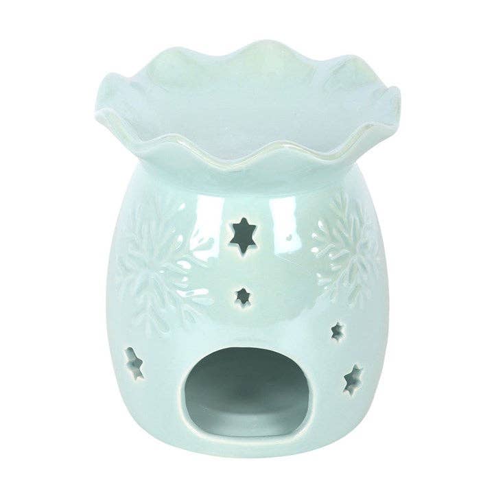 Iridescent Blue Snowflake Winter Oil Burner and Wax Warmer