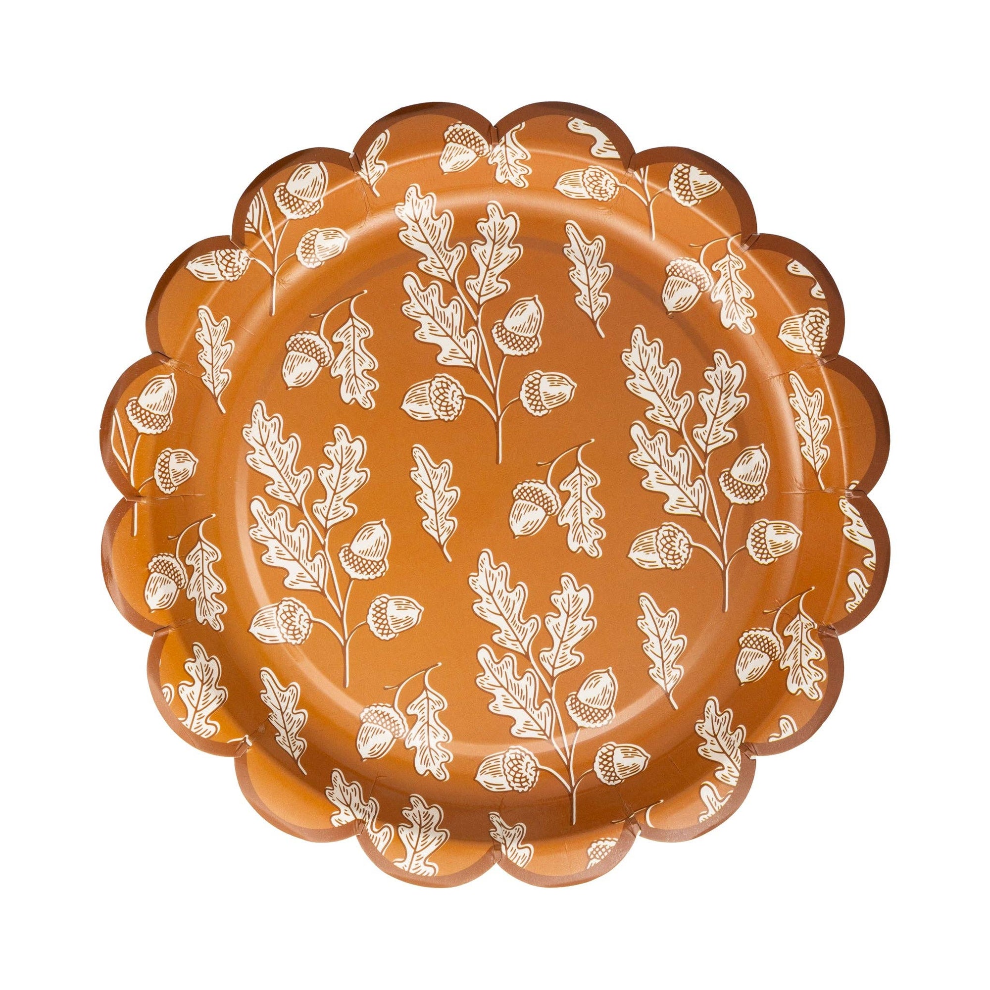 Acorns Scalloped Circle Paper Plate