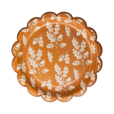 Acorns Scalloped Circle Paper Plate
