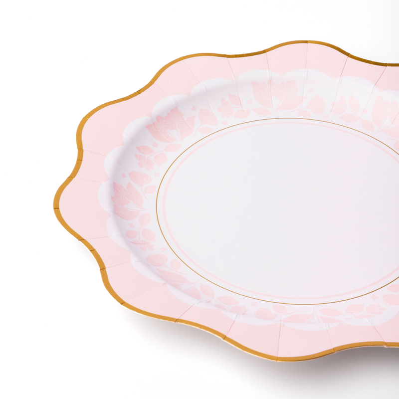Pink Floral Ppaer Dinner Plates
