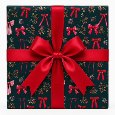 Bows and Berries Noir Christmas Wrapping Paper