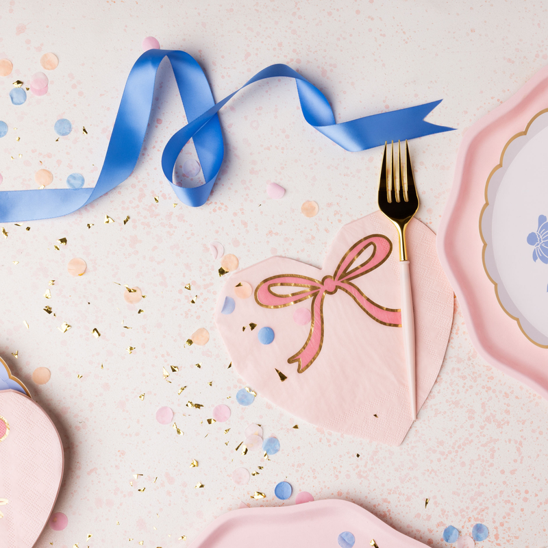 Bonjour Fête Pink Bow Napkin - Large
