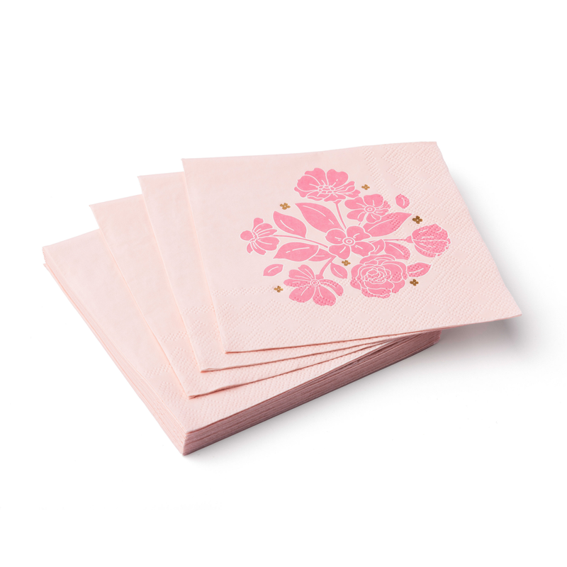 Pink Floral Paper Cocktail Napkins