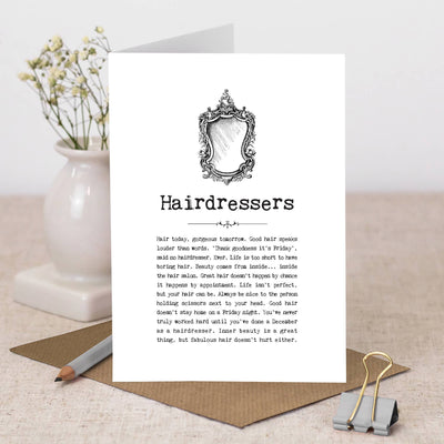 Hairdresser Quotes Card With Vintage Mirror