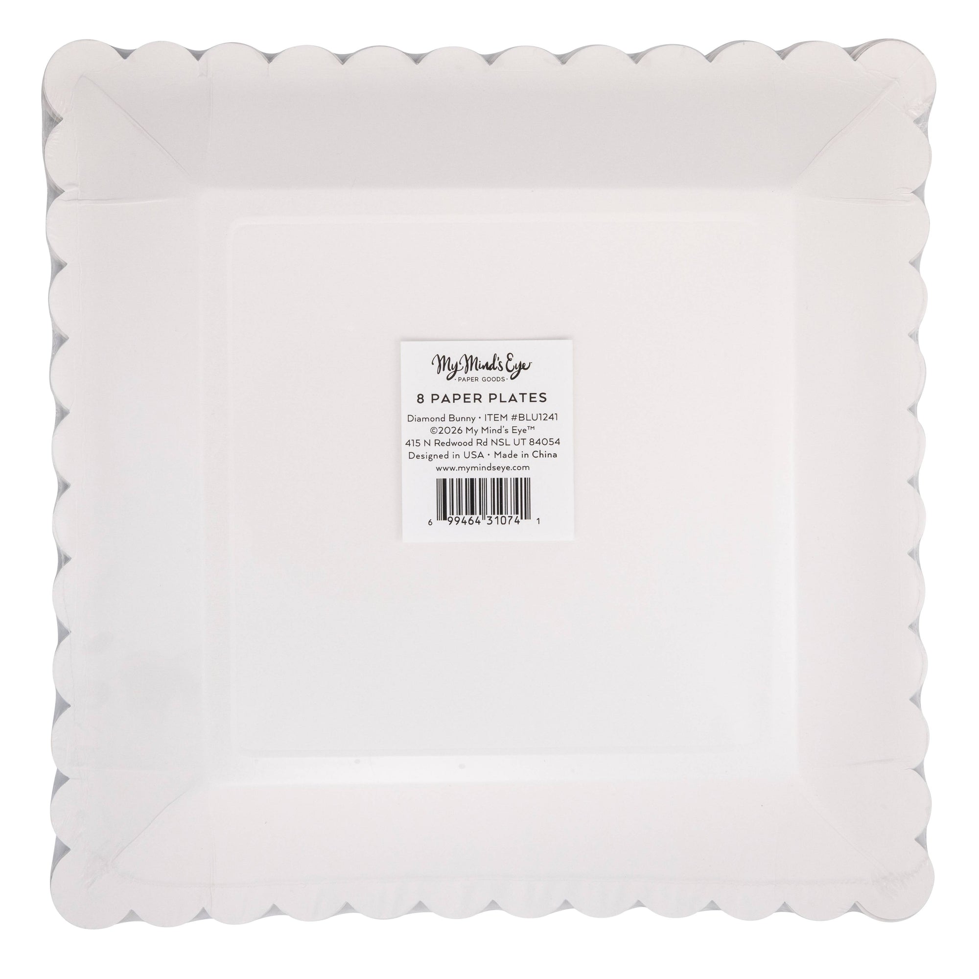 Diamond Bunny Pattern Square Paper Plate