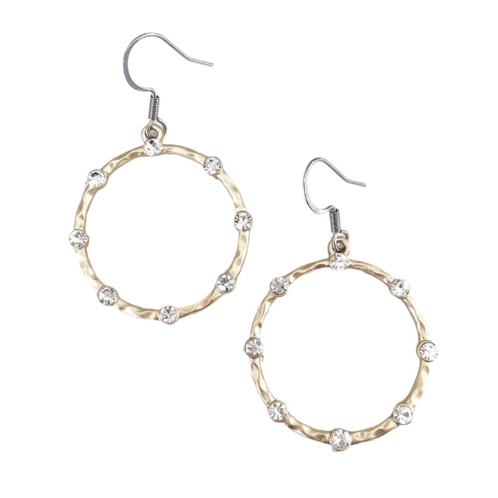 Matte Gold with Crystals Hoop Earring  | Putti Fine Fashions