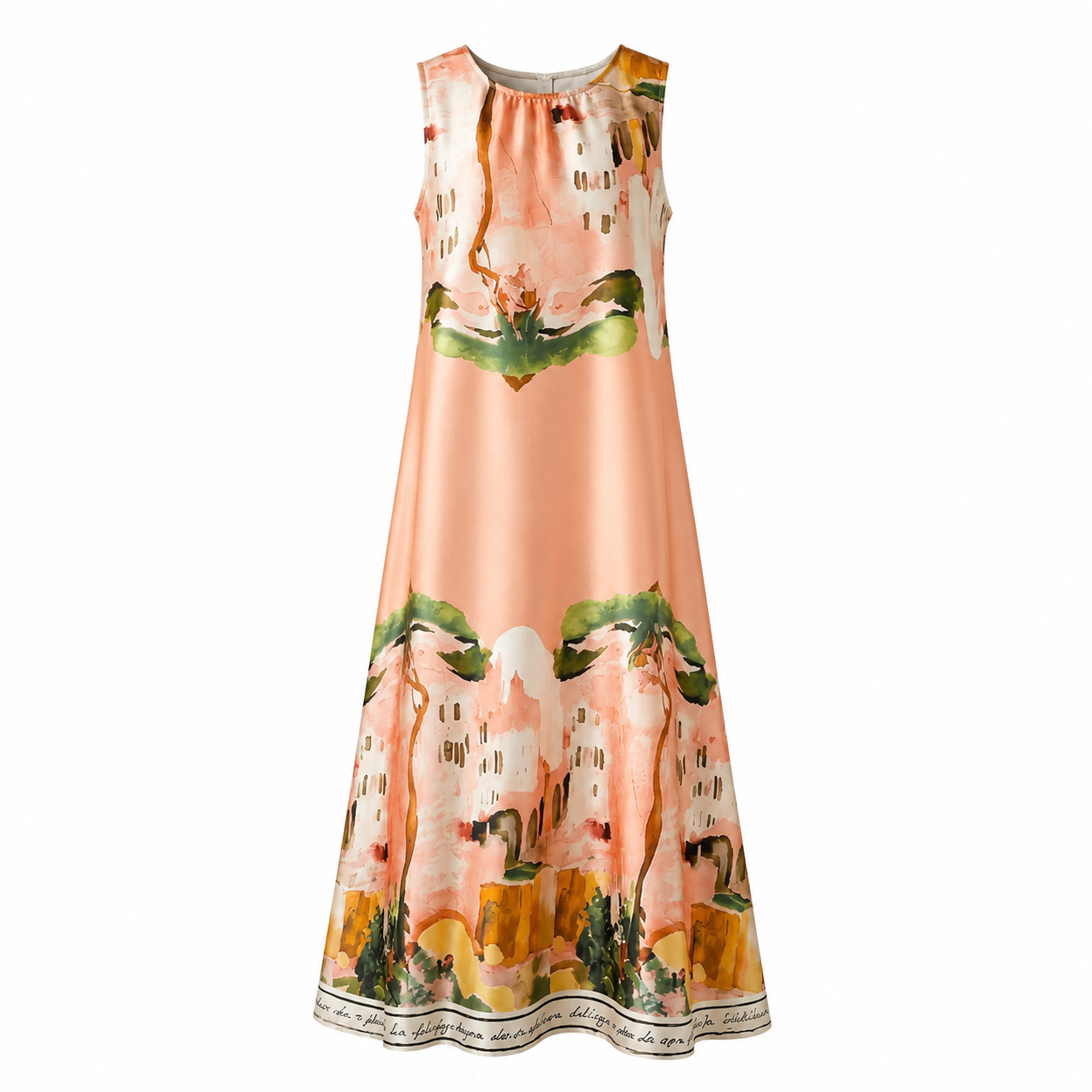 Amalfi Satin Dress - Peach