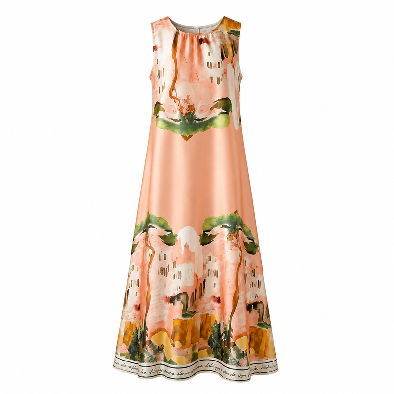 Amalfi Satin Dress - Peach