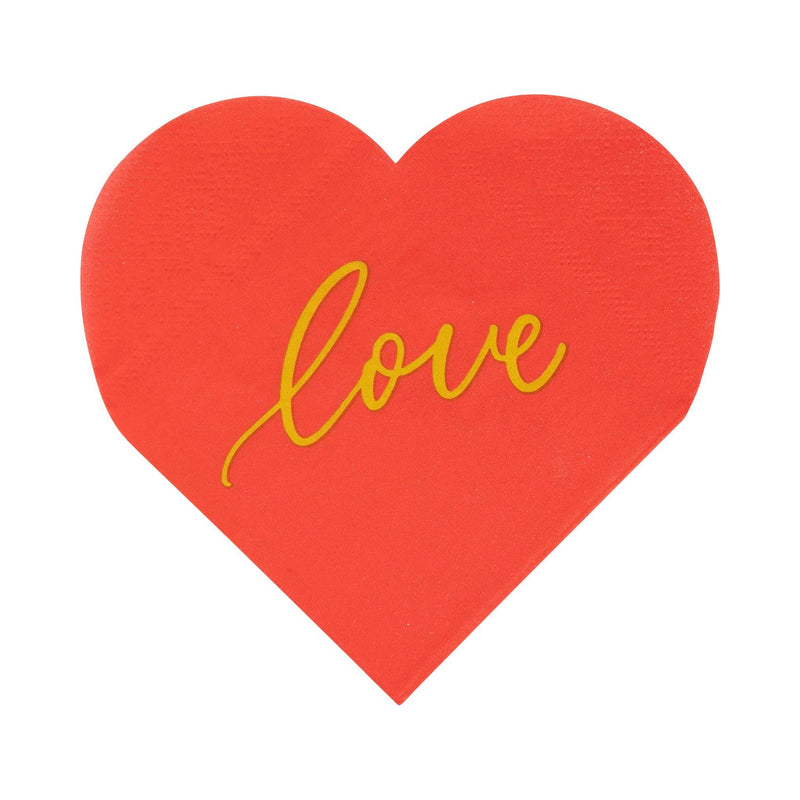 Foil Red Love Heart Cocktail Napkin
