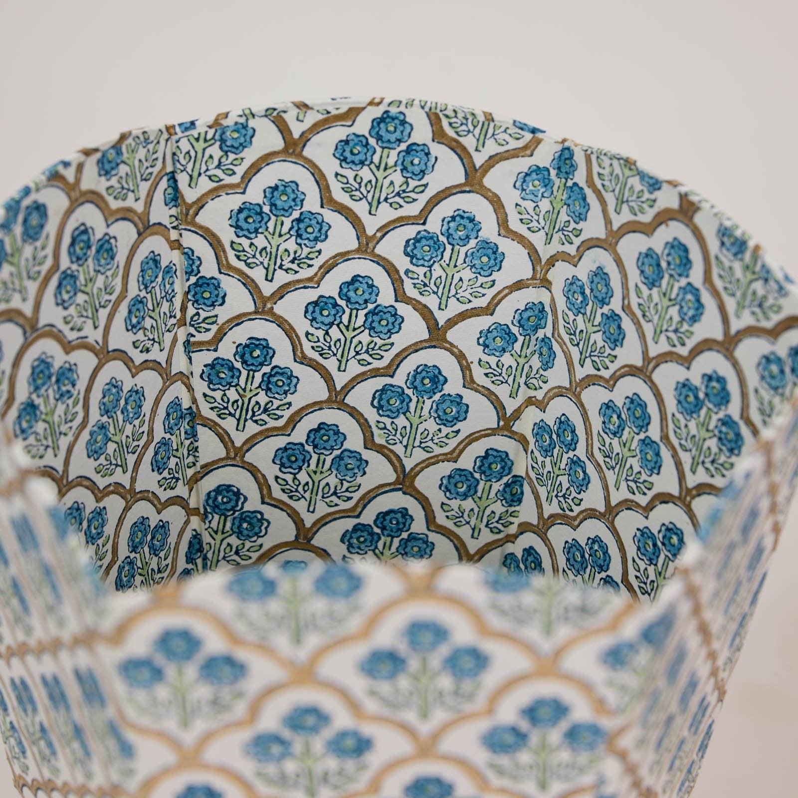 Block Printed Waste Paper Basket - Trellis Indigo