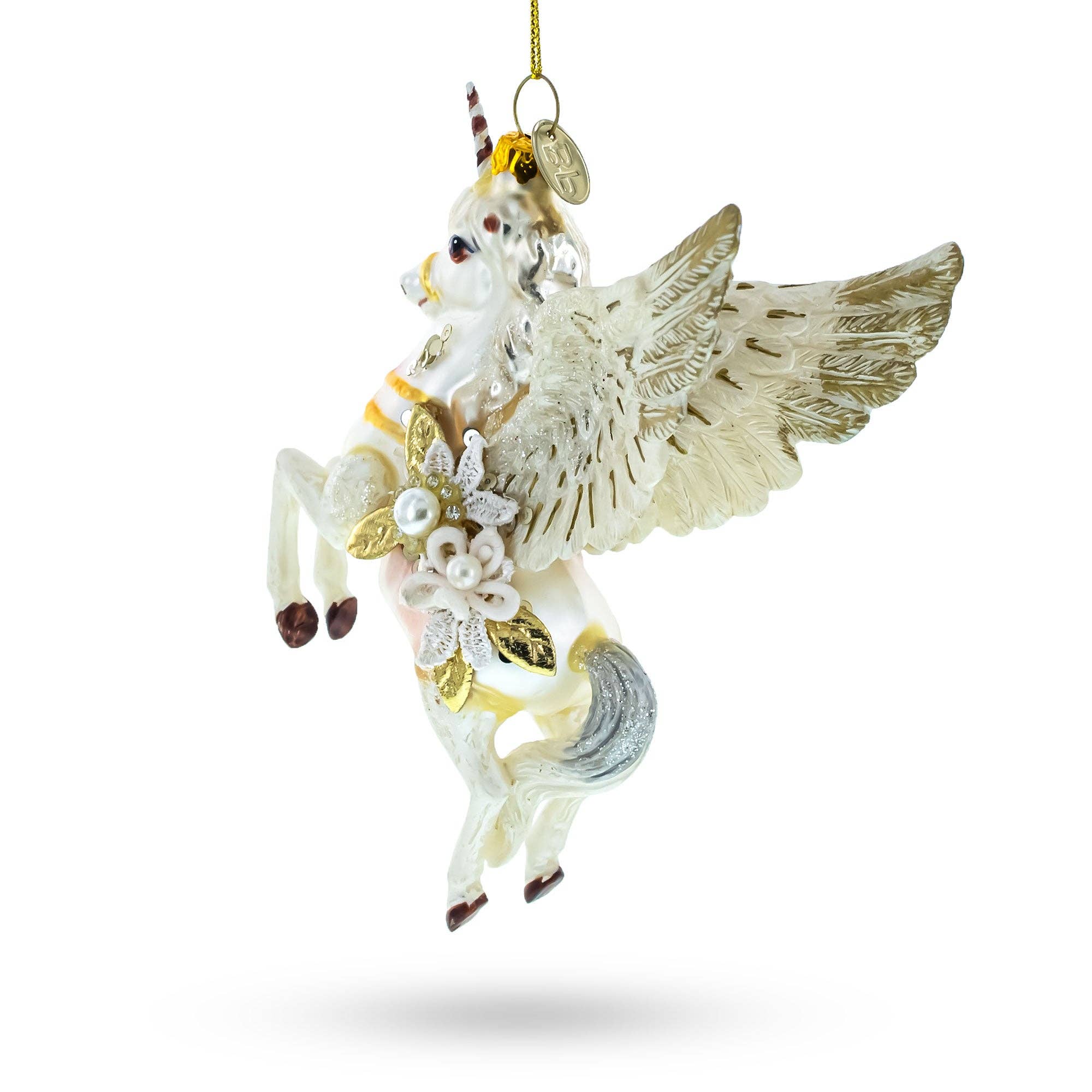 Enchanting White Unicorn Glass Christmas Ornament | Putti Christmas Decorations