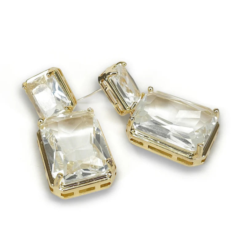 Jacquline Kent Clear Crystal Square Earrings | Putti Fine Fashions