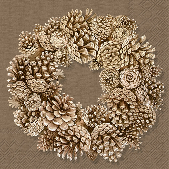 Pinecone Wreath Paper Napkin - Cocktail | Putti Christmas Celebrations