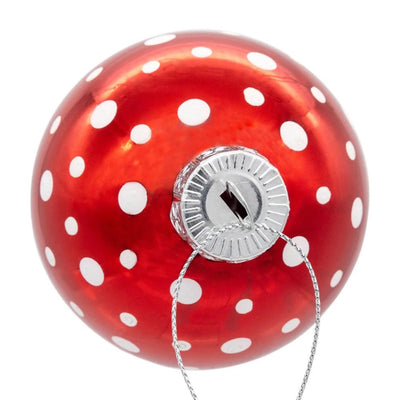 Shiny Red with White Dot Glass Ball Ornament | Putti Christmas Decorations