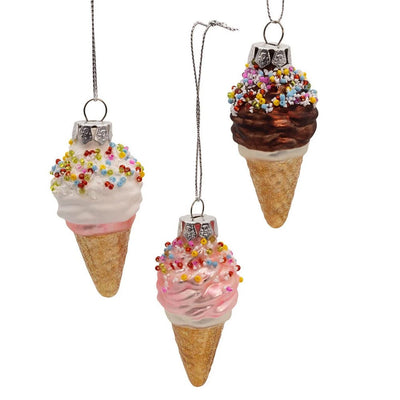Kurt Adler Mini Ice Cream Cone Glass Ornament