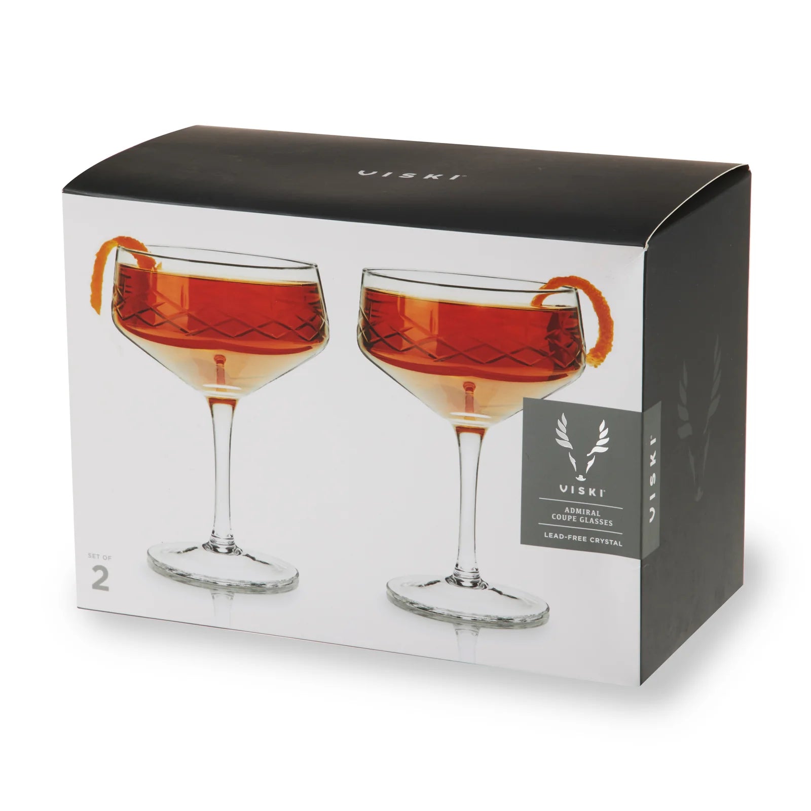 Viski Admiral Coupe Crystal Glasses - Set of 2
