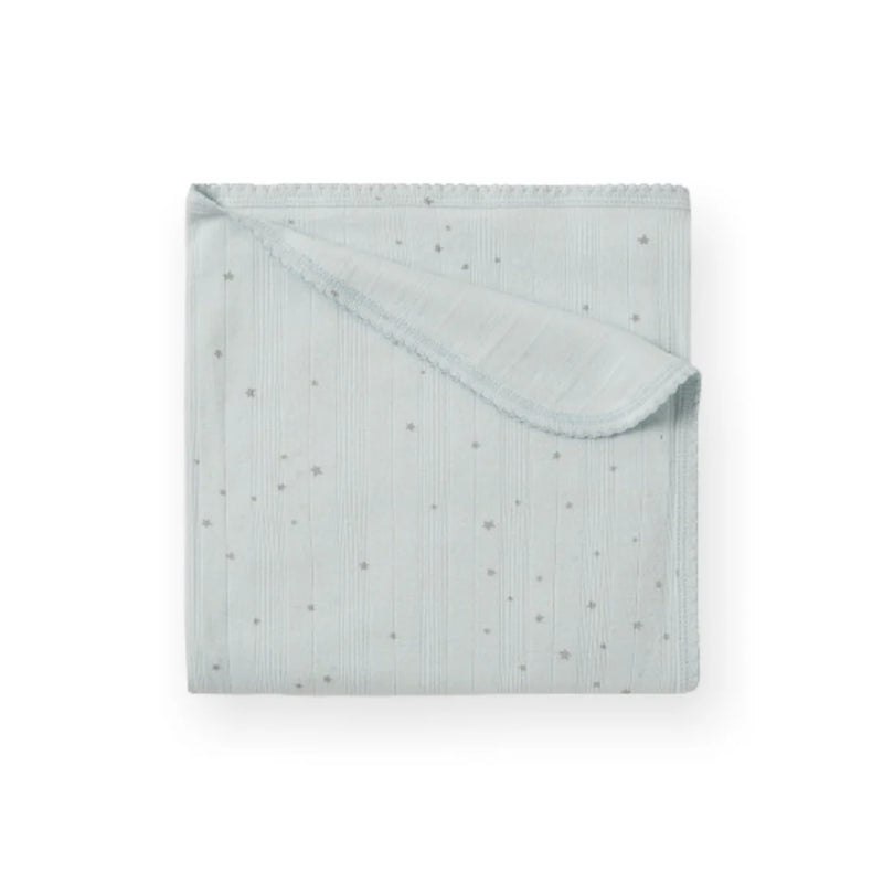 Blue Ribbed with Stars Organic Baby Blanket