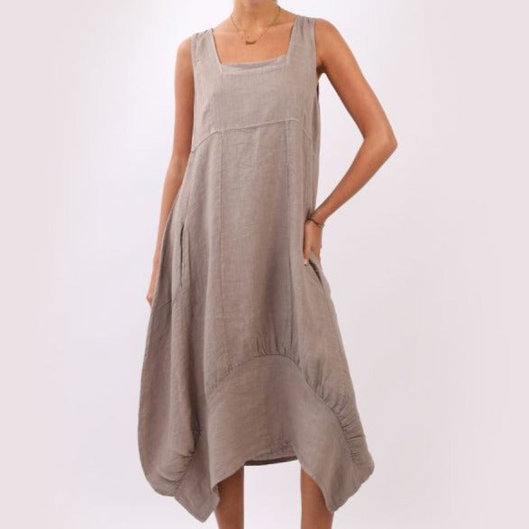 Sleeveless Linen Dress - Mocha