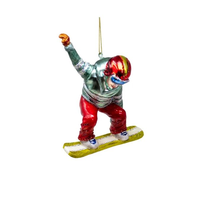 Kurt Adler Snowboarder Glass Ornament