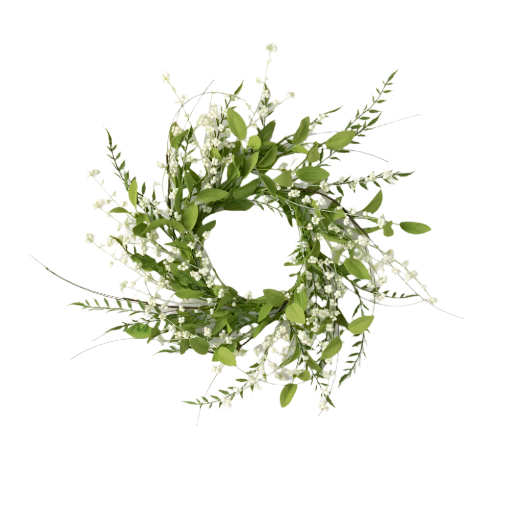 Lush Leaf White Berry Wreath - Small | Putti Fine Furnishings Canada