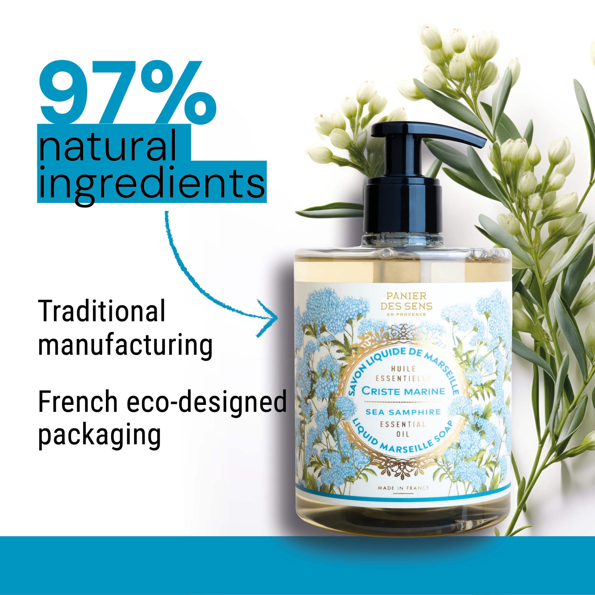 Panier des Sens Liquid Marseille Soap - Sea Samphire