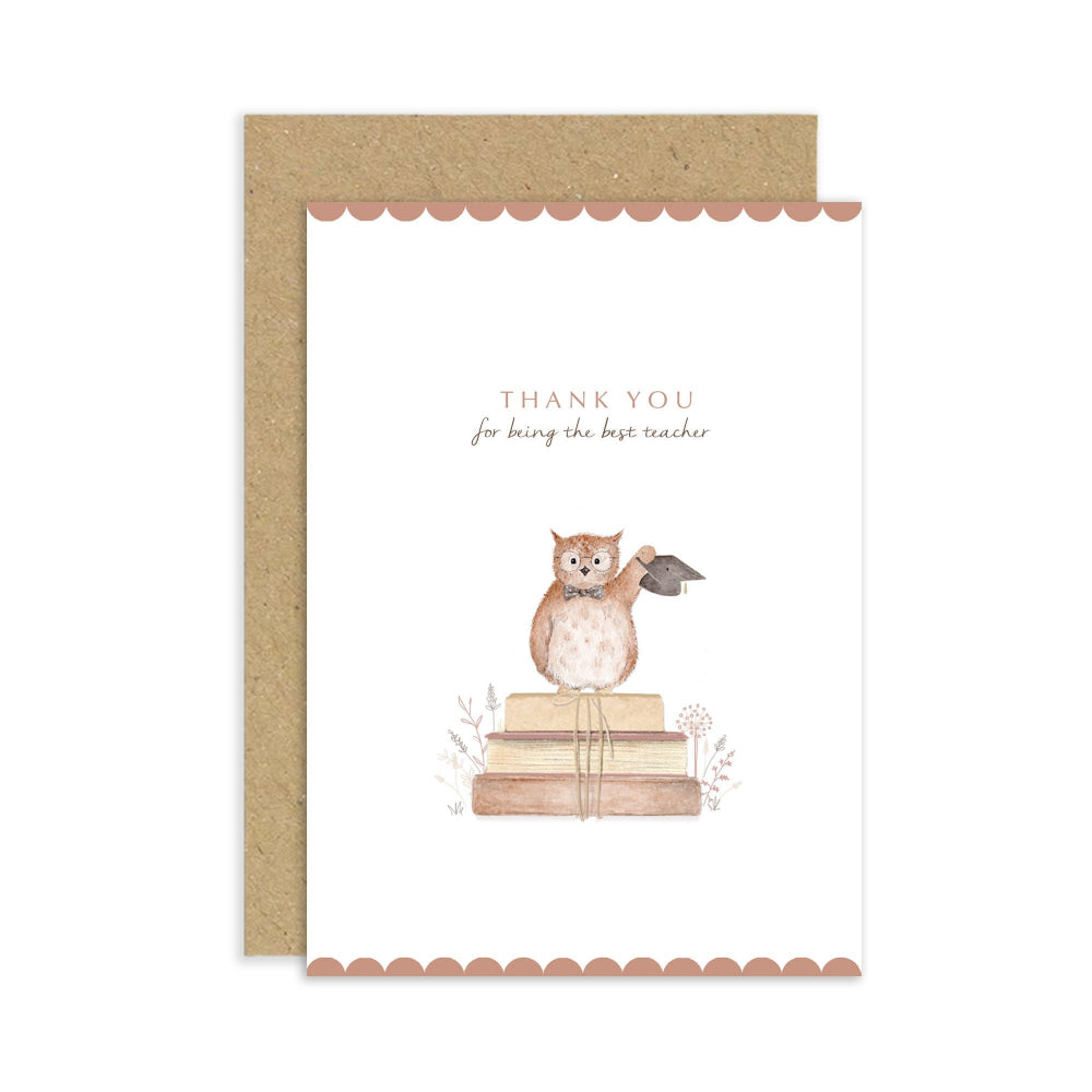 "Thank You" Best Teacher Owl Greeting Card | Putti Celebration