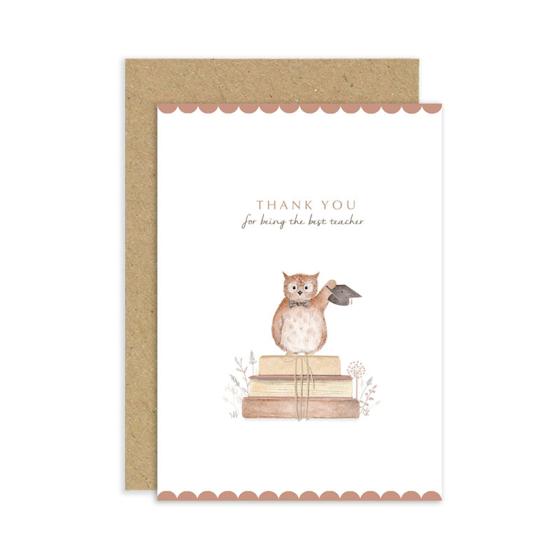 "Thank You" Best Teacher Owl Greeting Card | Putti Celebration