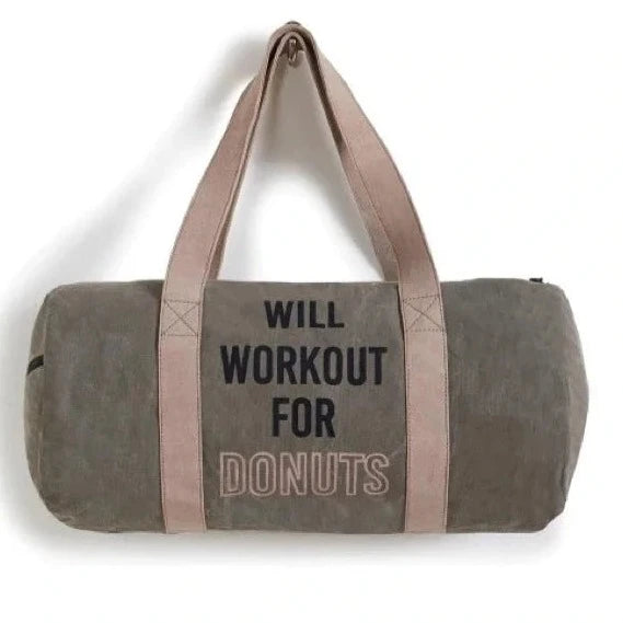 Mona B "Will Workout for Donuts" Canvas Gym Bag