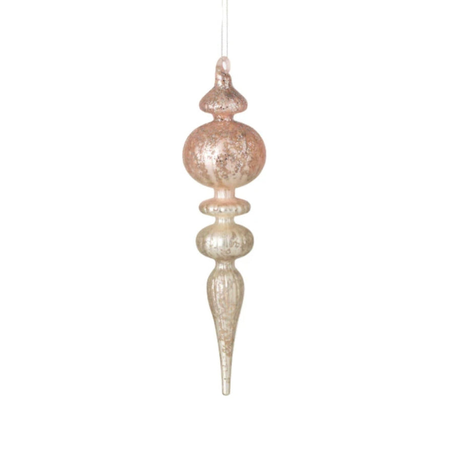 Pink Mercury Glass Finial Ornament  | Putti Christmas Decorations