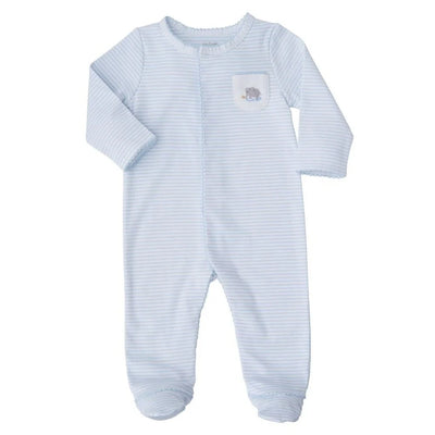 Mud Pie - Blue Striped French Knot Elephant Sleeper  | Le Petite Putti Canada
