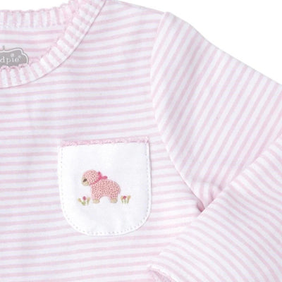 Mud Pie - Pink Striped French Knot Lamb Sleeper  | Le Petite Putti Canada