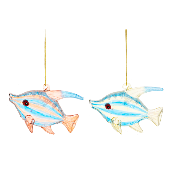 Handblown Striped Fish Glass Ornament